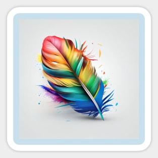 Rainbow quill feather pen Sticker